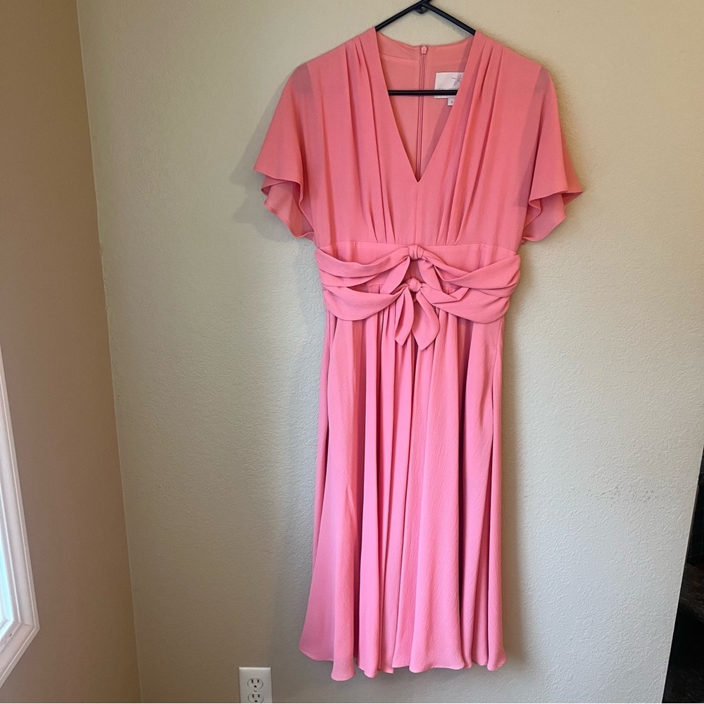 Gal Meets Glam Jane Blush Pink Midi Dress Size 6